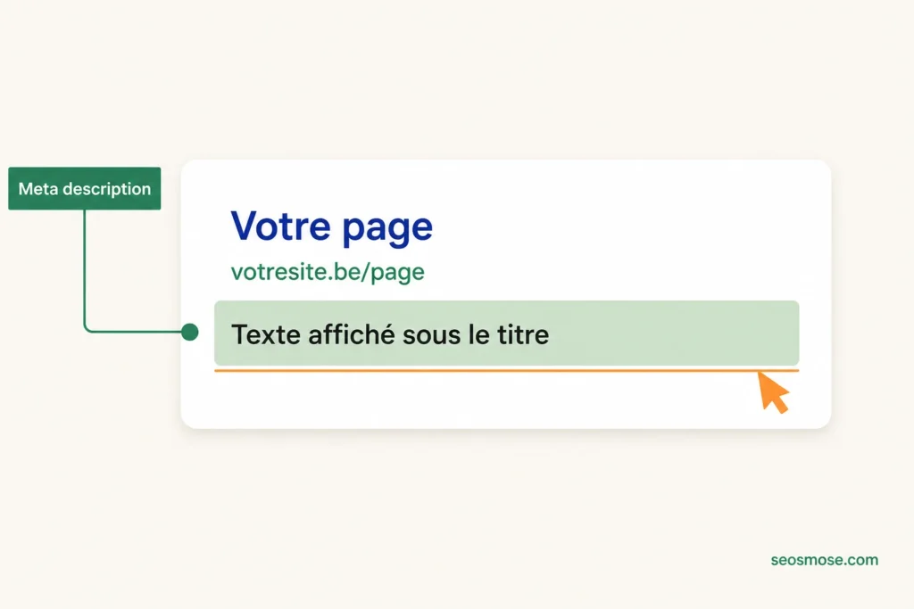 Résultat de recherche stylisé avec la meta description mise en évidence sous le titre bleu de la page