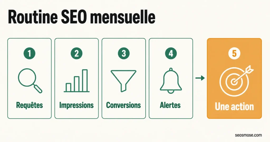 Checklist mensuelle de suivi outil SEO pour une PME en Wallonie